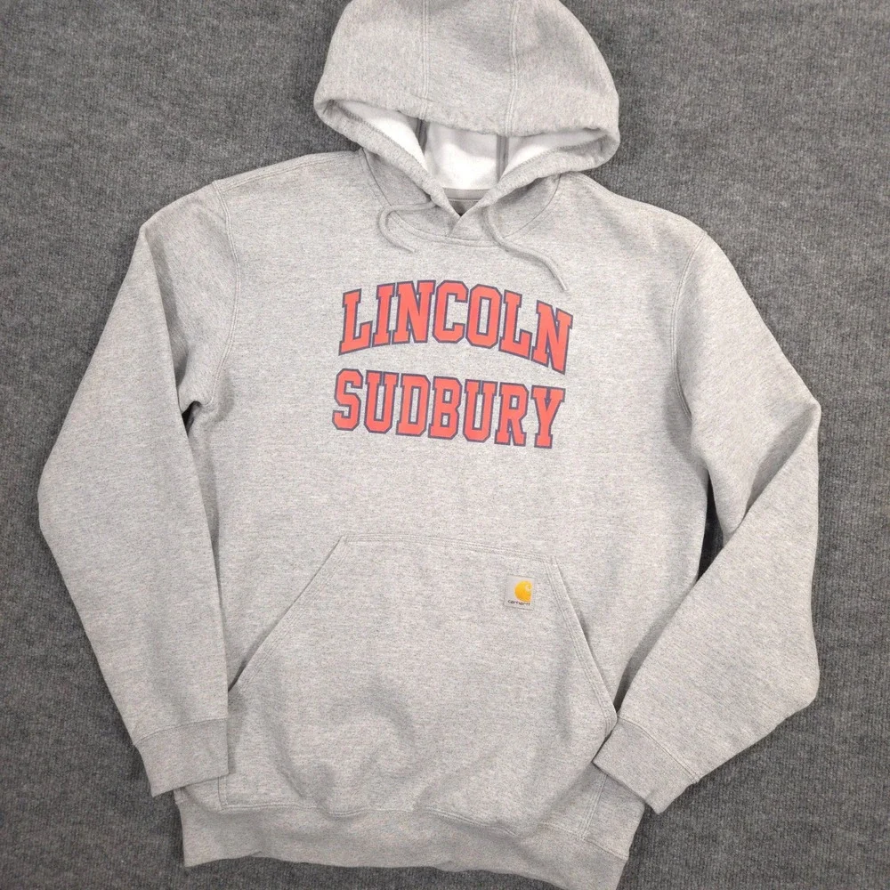 Carhartt Hoodie Mens M Gray Heather Marquette Loose Fit Lincoln Sudbury Warriors